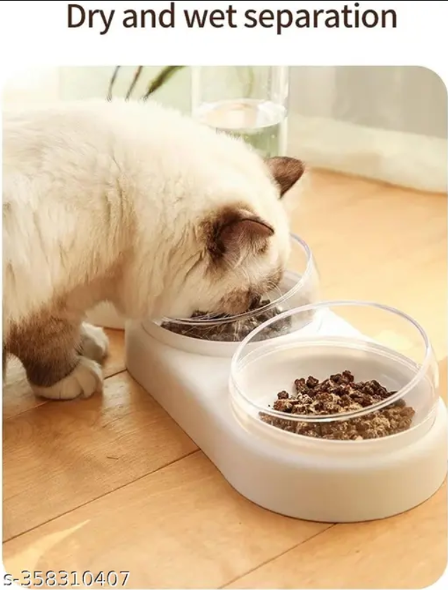 3 in 1 Dog Cat Bowls Water and Food Bowl Set, 15°Tilted Raised Cat Bowls with Automatic Water Dispenser Bottle and Detachable Cat Dish, Pet Feeder for Small or Medium Dogs Cats Puppy Kit