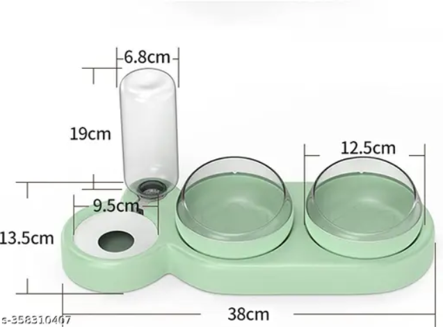 3 in 1 Dog Cat Bowls Water and Food Bowl Set, 15°Tilted Raised Cat Bowls with Automatic Water Dispenser Bottle and Detachable Cat Dish, Pet Feeder for Small or Medium Dogs Cats Puppy Kit