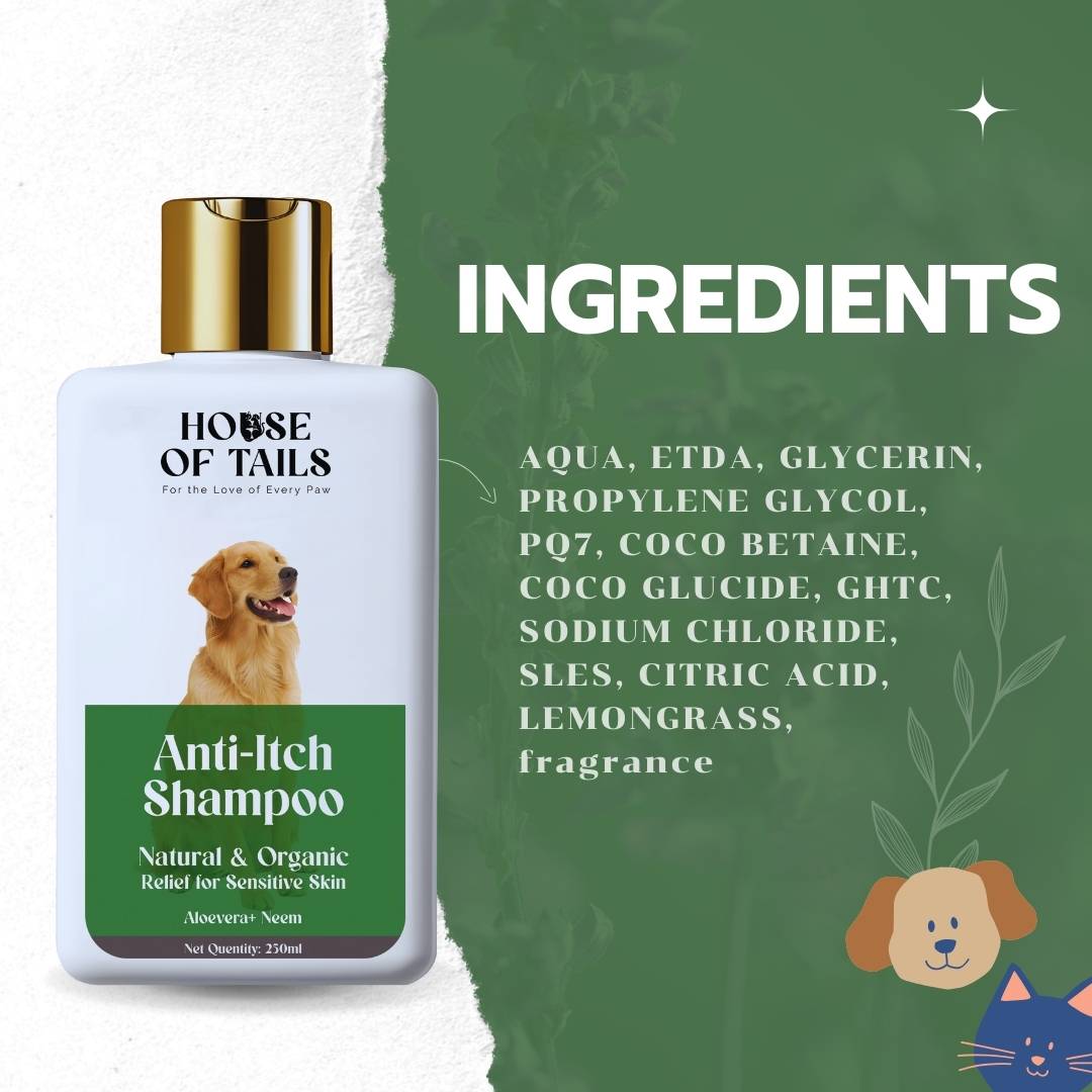 Anti-Itch Shampoo for Dogs with Sensitive Skin | Best Dog Shampoo for Itchy Skin Relief | Hypoallergenic Anti-Itch Shampoo for Pets