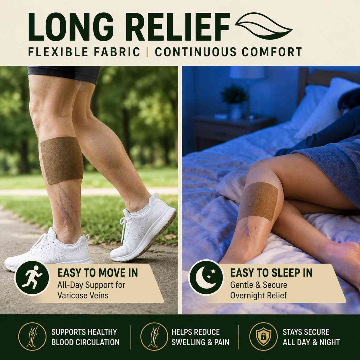 Varicose Vein Relief Patch – Fast Comfort for Heavy, Aching & Tired Legs