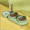 3 in 1 Dog Cat Bowls Water and Food Bowl Set, 15°Tilted Raised Cat Bowls with Automatic Water Dispenser Bottle and Detachable Cat Dish, Pet Feeder for Small or Medium Dogs Cats Puppy Kit