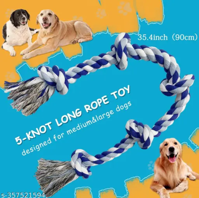 Dog Rope Toy, Large Dog Chew Ropes Toys for Aggressive Chewers, Large/Medium Dog Teeth Cleaning, Indestructible Heavy Duty Tough Dog Toy Cotton Rope, Interactive Tug of War Dog Toy Teeth Cleaning - Combo of 2