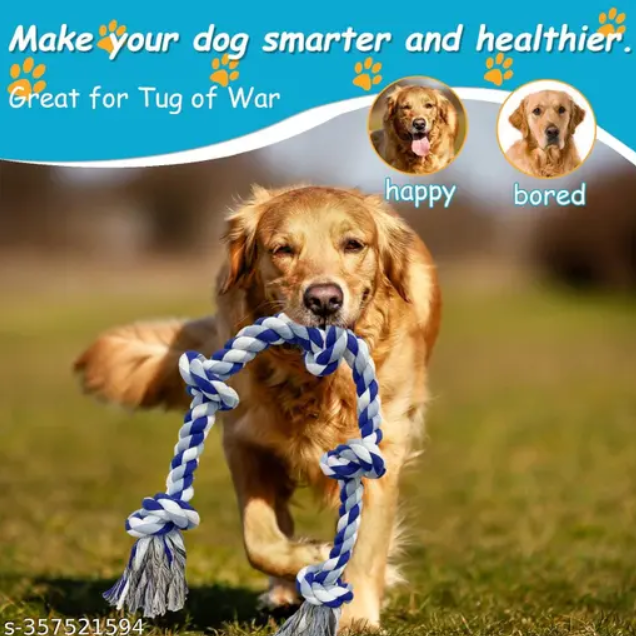 Dog Rope Toy, Large Dog Chew Ropes Toys for Aggressive Chewers, Large/Medium Dog Teeth Cleaning, Indestructible Heavy Duty Tough Dog Toy Cotton Rope, Interactive Tug of War Dog Toy Teeth Cleaning - Combo of 2