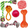 Dog Chew Toy + Toys for Puppies & Small Dogs Toys, Rope Ball Toy Cotton, Rubber Ball, Chew Toy, Rubber Toy, Training Aid For Dog -Pack of 6 (Multicolor)