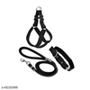 SaleThief Dog Combo Pack of Harness, Neck Collar Belt and Rope Set Dog Belt (Black, Medium)