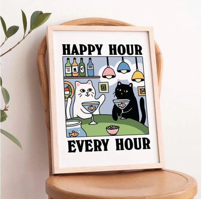 Happy Hours Cat Print