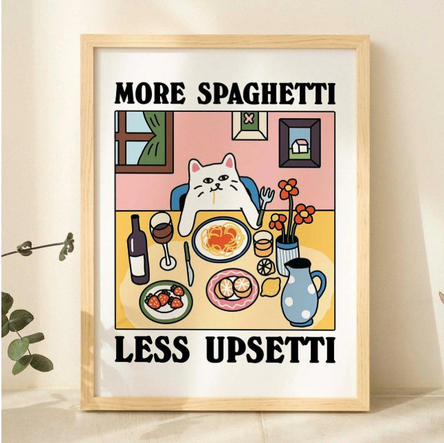 Cat On Dinner Print