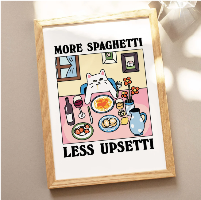 Cat On Dinner Print