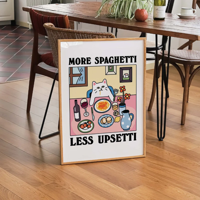 Cat On Dinner Print