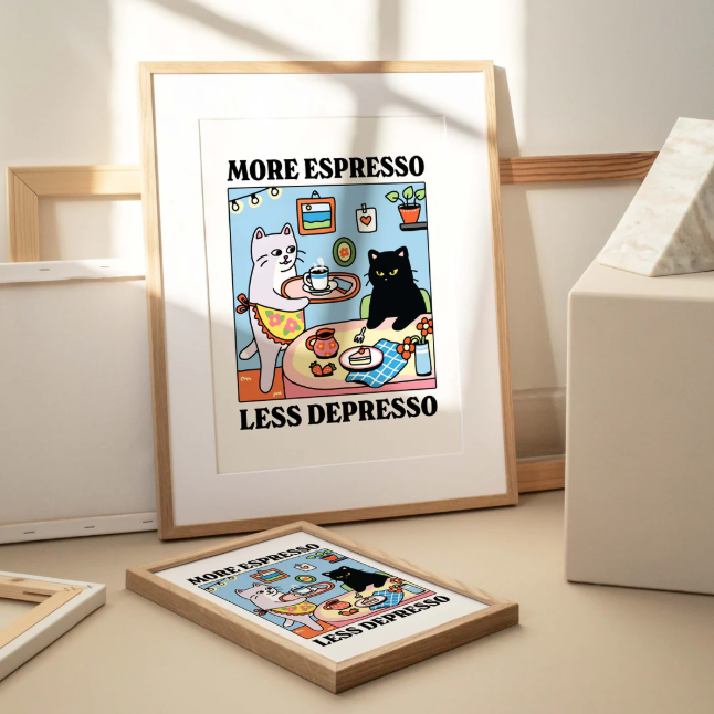 Black & white Cat Print