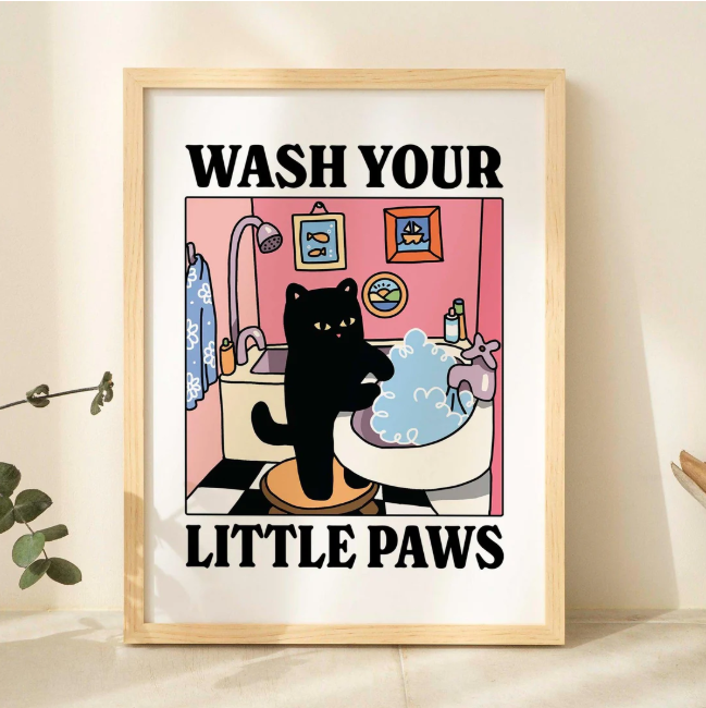 Wash Your Paw Cat Print