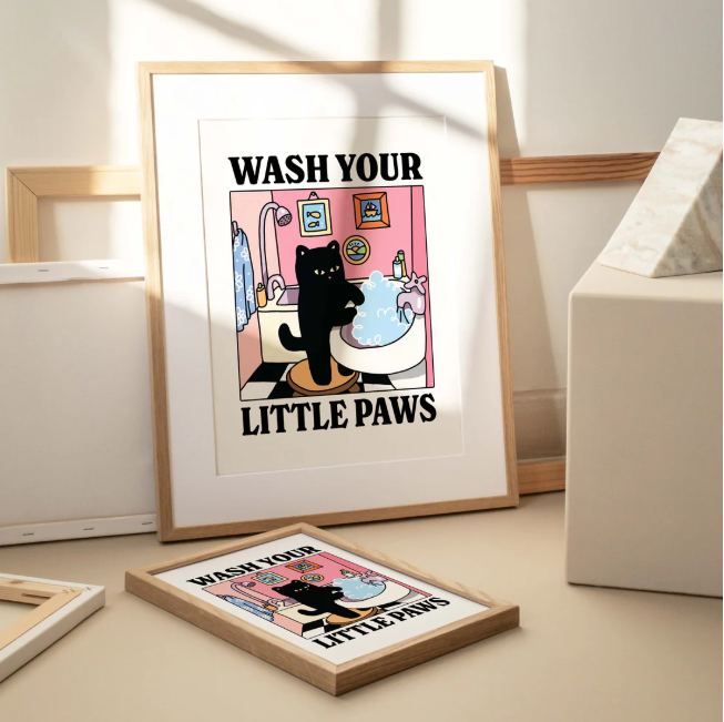 Wash Your Paw Cat Print