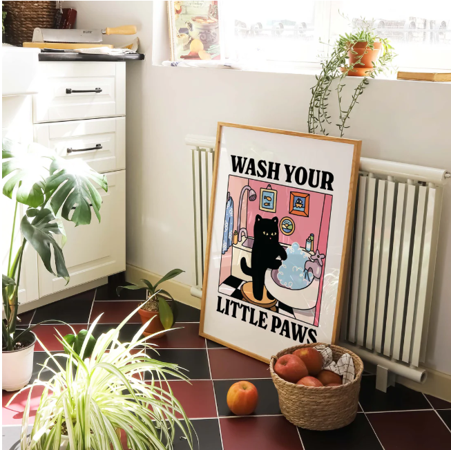 Wash Your Paw Cat Print