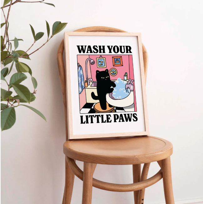 Wash Your Paw Cat Print