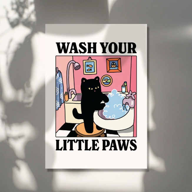 Wash Your Paw Cat Print