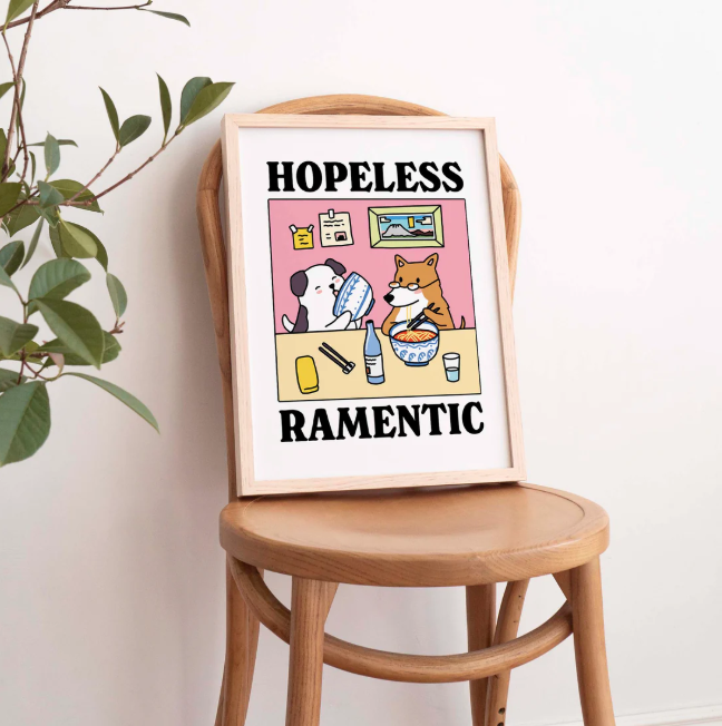 Hopeless Romantic Pink Dog Print