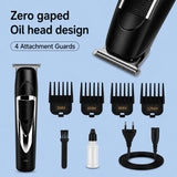GENZO Pro T-Blade Professional Hair Trimmer for Men | Zero Gap Precision Blade | 50 Min Runtime | 4 Guide Combs (3/6/9/12mm) | Cordless Beard & Hair Trimmer