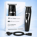 GENZO Pro T-Blade Professional Hair Trimmer for Men | Zero Gap Precision Blade | 50 Min Runtime | 4 Guide Combs (3/6/9/12mm) | Cordless Beard & Hair Trimmer