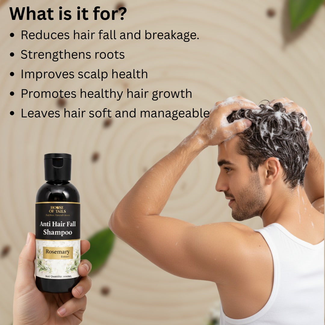Rosemary Anti Hair Fall Shampoo 100ml | Hair Growth & Strengthening Shampoo for Men & Women | Helps Reduce Hair Fall, Frizz & Dryness | Nourishing Daily Hair Care for Strong, Soft & Healthy Hair