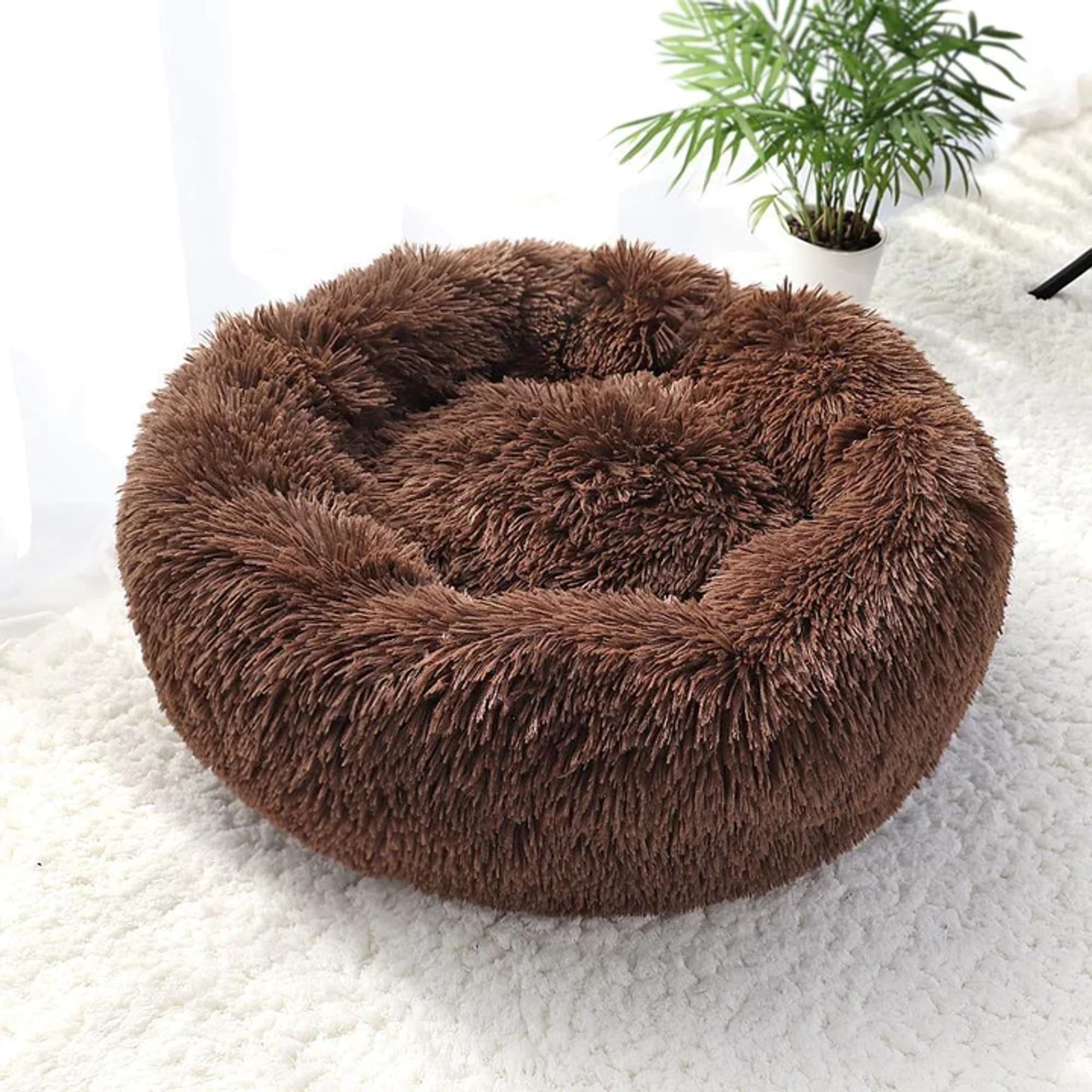 Brown Furry Pet Bed – Super Soft & Comfy Summer For Cats & Dogs