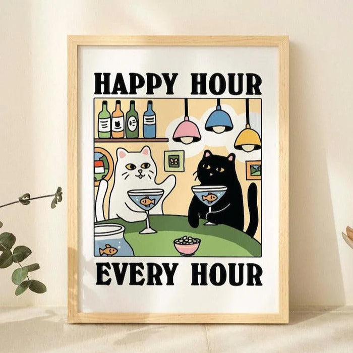 Happy Hours Cat Print