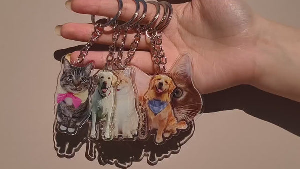 Customized Pet Keychain – Personalized Dog Photo Keychain & Name Tag for Cat and Dog Lovers